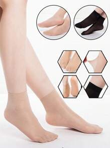 5/10/20 زوج من جوارب النساء القصيرة ذات السلك الفولاذي، تصميم أنيق للصيف، مضاد للفرقعة، شفاف، قابل للتنفس - متعدد الألوان - مشاهدة 3