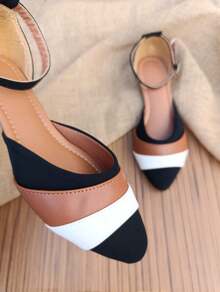 KIT 2 Pairs Salome Sandals Pointed Toe Flats Comfortable Elegant Casual Women's Black White Caramel Jeans Foreign Fashion Promotion - Nhiều màu - Xem 3