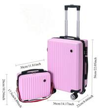 Bộ du lịch 2 món: Một hộp đựng mỹ phẩm và một vali thời trang với kích thước 14 inch và 20 inch, được trang bị khóa số và dung tích lớn, phù hợp cho cả công tác và du lịch, unisex, lý tưởng cho sinh viên sử dụng hàng ngày. Vali kéo du lịch mùa thu, vali kéo có bánh xe, vali du lịch cứng cáp, vali xách tay có bánh xe, đồ dùng du lịch bền chắc, dành cho nam và nữ, phụ kiện du lịch thiết yếu, đồ dùng du lịch, đồ dùng sắp xếp du lịch. - Hồng - Xem 2