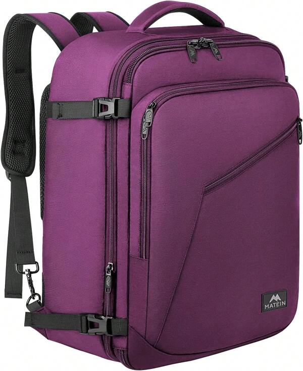 MATEIN Travel Backpack 40L Expandable Carry‑On For Women Men, Airline‑Approved Underseat Personal Item Bag With Luggage Sleeve & Hidden Straps, Lightweight Water‑Resistant Weekender Laptop Rucksack For Women, Men, Students & Moms, Business Trips, College, Summer Vacation & Back‑To‑School Gift