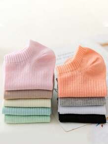 9 Pairs Women Candy Color Thin Breathable Casual Comfortable Versatile Ankle Socks