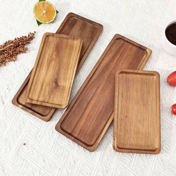 1 szt. Wielofunkcyjna drewniana taca, półmisek do serwowania, taca jadalna i talerz, odpowiednia do domu, kuchni i jadalni