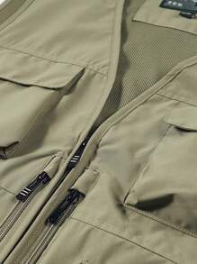 MM-7881 2024 neue einfarbige lässige Weste für Herren, Outdoor-Wanderjacke mit Mehrfachtaschen für Herren, schlichte leichte Herrenjacke