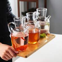 Chinesischer Stil Glas Kung Fu Teekanne, Kaltwasser Wasserkocher, transparente Teekanne, Saftflasche, ergonomischer Griff, einfach zu reinigen, beständig gegen hohe und niedrige Temperaturen, rissbeständig beim täglichen Brühen, empfohlen von Tee-Künstlern, retro-stromlinienförmiger Teekannenauslauf für den Hausgebrauch geeignet, geeignet für losen Tee/Kaffee, antike Wohndekoration Geschenke (500 ML)
