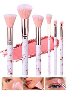 6支大理石纹化妆刷套装，适用于面部轮廓修饰、腮红、眼影等，化妆刷套装，化妆刷组合，化妆刷套装，全套化妆工具，化妆刷套装，全套化妆工具，化妆刷套装，化妆刷礼盒套装 - 粉色 - 查看 9