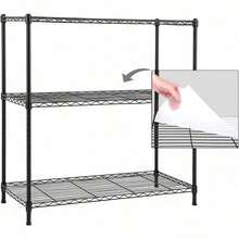 3-Shelf Shelving Unit, 36 W X 16 D X 36 H Adjustable Rack, Steel Wire Construction, Black, For Laundry, Bathroom, Kitchen, Pantry, Closet-XM-2551 - 1 - View 1