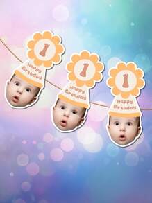 Custom Banner Birthday, Birthday Bunting Banner, Photo Banner, Birthday Face Banner, First Birthday Party, Face Party Banner Digital Back To School