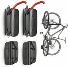 Swivel Bike Wall Mount – Space-Saving Vertical Bike Rack, Heavy-Duty Garage Bike Hanger, Sturdy Storage Hook Holds Up To 66lbs, Easy To Install, Red, 4 Pack - 2 件裝 - 查看 1