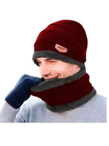Thermal Hat Scarf Intense Cold Protection Plush - Burdeos - Ver 1