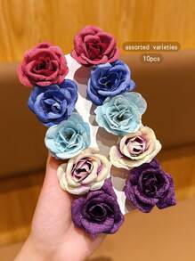 10pcs Colorful Sweet Floral Hair Clips, Suitable For Daily Use Hair Accessories