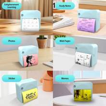 Mini Sticker Printer, Sticker Maker Machine Printer With Color Sticker Paper Rolls, Mini Printer Sticker Maker For Labels/Notes, Inkless Thermal Portable Printer For Phone/Tablet - Multicolor - View 4