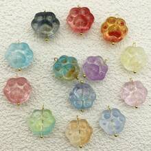 20pcs Random Mixed Color Cat Paw Glass Pendant, Suitable For Handmade Jewelry Crafting - Multicolor - View 1