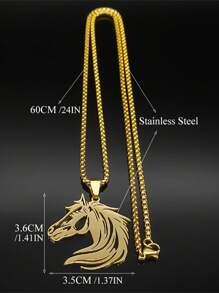 Colar de Aço Inoxidável com Cabeça de Cavalo Estética em Forma de Animal, Cores Ouro, Prata e Preto, Presente para Amantes de Cavalos, Homens e Mulheres