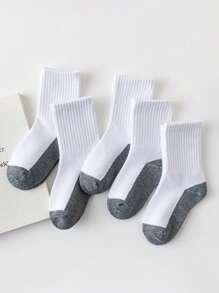 5 Pares de Calcetines de Estilo Deportivo Clásico para Niños y Niñas de 1-16 Años, Primavera, Verano, Otoño, Invierno, Calcetines de Cuello Redondo, Fáciles de Limpiar