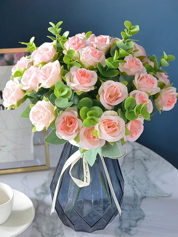 10 PEZZI Mazzo di rose artificiali autunnali, decorazione per San Valentino, decorazione per matrimonio, fiore da tenere in mano per spose, fiore da polso, materiale per decorazione di casa, sala da pranzo, camera da letto, vaso, materiale per DIY, torte di compleanno, regali di San Valentino e Capodanno, accessori per servizi fotografici