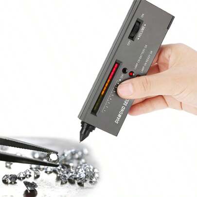 Bärbar diamanttestare med hög precision - Elektronisk äkthetsdetektor för smycken för diamanter, jade, rubiner - Batteridriven (batterier ingår ej) med LCD-skärm och flerfärgsindikatorer