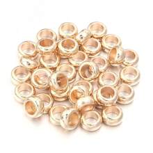 100pcs/Pack CCB Large Hole Spacer Beads, Flat Round Hollow Beads For Bracelet, Necklace, DIY Jewelry Making