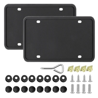 ANTSAY Marcos de Silicona para Matrícula, 2 Pack Porta Placas de Silicona para Auto, Marco de Matrícula, Diseño de Orificio de Drenaje Universal Soportes para Matrícula con Accesorios de Montaje