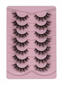 7pcs/Pack D-Shaped Curly, Fluffy, Thick, Natural, Soft, Lightweight, Reusable Fake Eyelashes For Makeup