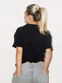 Basic T-Shirt With Rita L. Print - Black - Black - View 2