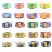 5Pcs/Set Shiny Buddhist Bracelet Color Stuffed Jelly Silicone Bangles - 5pcs 65mm - View 6
