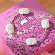 Baroque Pearl Bracelet, 925 Silver Natural Irregularity Pearl Bracelet In Gift Box, Unique Eye-Catching Accessory For Party/Date, Exquisite Pink Gift Box - Perfect Jewelry Gift For Her