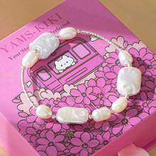 Baroque Pearl Bracelet, 925 Silver Natural Irregularity Pearl Bracelet In Gift Box, Unique Eye-Catching Accessory For Party/Date, Exquisite Pink Gift Box - Perfect Jewelry Gift For Her