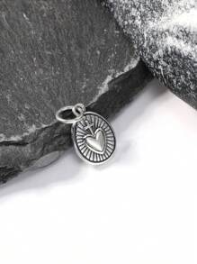 1pc Simple Unique 925 Sterling Silver Radiant Sacred Heart Charm DIY Pendant Women Fine Jewelry Gift - Silver - View 4