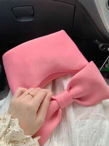 Bow Handbag, Pink Cloud Bag For Girls, New Space Cotton Cute Mini Hand-Held Bell Bag