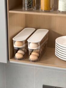 1 件/2 件 - 节省空间的滚动鸡蛋收纳盒，适用于冰箱侧门 - 耐用塑料，无需电池，必备厨房配件冰箱鸡蛋架，冰箱鸡蛋收纳盒，多层鸡蛋托盘容器，2 层鸡蛋收纳盒，透明保鲜收纳盒 - 彩色 - 查看 9