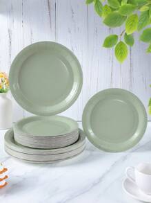 7/9 Inch Sage Green Disposable Paper Plates, Sage Green Disposable Plates For Party, Party Decoration, Disposable Party, Birthday Party, Celebration Event Decorations - Multicolor - View 1