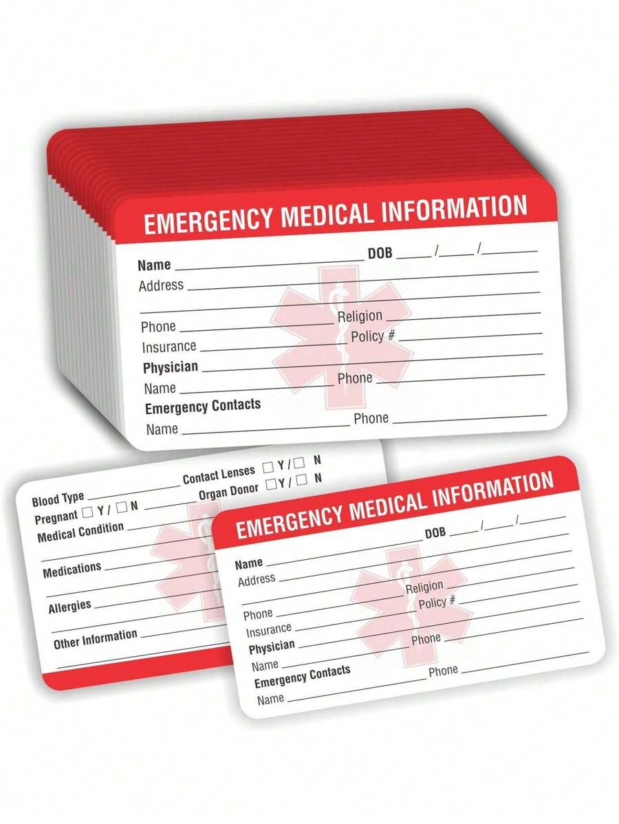 5 Peças/Conjunto Cartões de Identificação de Alerta Médico - Cartões de Informações de Contato de Emergência e Informações Médicas, Acesso Rápido e Segurança, Cartões de Informações, Identidade Médica de Emergência