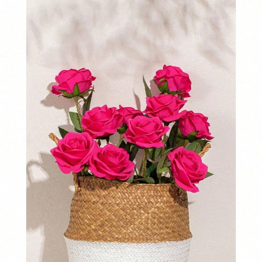 10 piezas Rosas de seda Flores artificiales Rosas falsas para arreglos, boda, fiesta, decoración del hogar