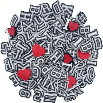 28/39/54/78 st. Alfabetbokstäver, hjärtformade skoberlocker för sandaler, skodekoration, premiumkvalitet, populära berlocker, accessoarer, utmärkt present till tonåringar, män, kvinnor och vuxna.