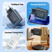 XJDR 1 st. 3-in-1-oplader compatibel met iPhone 15 14 13 12-oplader Supersnelle oplader Drie-poorts USB-wandlader