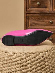 MonaNise Women's Fashion Pointy Toe Flats, Suitable For Outdoor Activities In Autumn, Available In Purple, Champagne, Red, Yellow, Black - Hot Pink - View 8