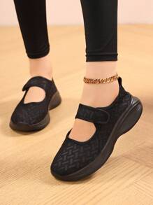 Women's Breathable Mesh Casual Slip-On Shoes, Wide Fit Loafers, Suitable For Summer - Black - View 3