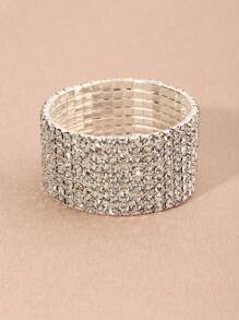 1pc Rhine Stone Stretch Bracelet For Women, 8 Rows/6 Rows/5 Rows,Jewelry For Festivals, Party, Wedding - Silver - View 7