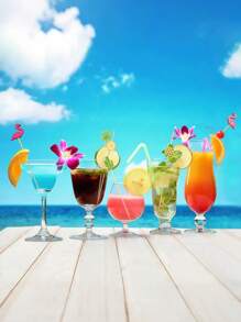 50支/包水果串珠鸡尾酒签，夏季热带派对用品（夏威夷套装），热带鸡尾酒签，夏威夷主题芙蓉火烈鸟装饰牙签，水果甜点签，热带鸡尾酒竹签，火烈鸟菠萝沙滩巨嘴鸟棕榈叶，开胃菜签，适用于饮品、海滩、夏威夷派对装饰 - 彩色 - 查看 5