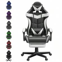 Gaming Chair With Massage, High Back Computer Gamer Chair For Adults And Kids, Ergonomic Game Chair With Adjustable Headrest And Lumbar Support (Blue)