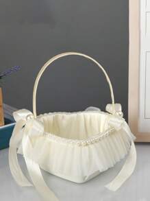 2pcs Set Western Wedding Flower Girl Flower Basket, New Style Marriage Basket For Petal Throwing Summer Birthday Gifts Beach Back To School School Supplies Room Decor