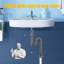 1件套排水套件（国际通用英文句子描述）这款单件式排水套件包含一根水槽排水管，具有防异味和防虫功能，非常适合厨房和浴室使用。浴室配件 浴室工具 - 銀色 - 查看 9