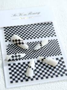 Chessboard Checkerboard Nail Art Sticker, Self-Adhesive 3D Nail Decor Patch, Full Coverage