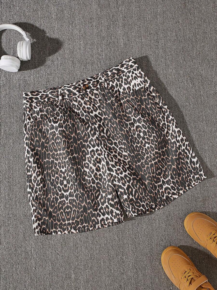 Men's Summer Casual Fashionable Leopard Print Shorts - Multicolor - View 1