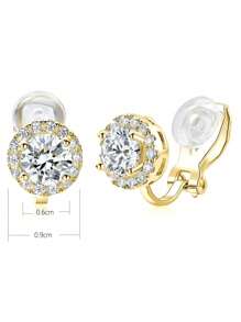 1 Pair Simple & Versatile Clip-On Earring Set, Suitable For Women Without Pierced Ears - Gold - View 3