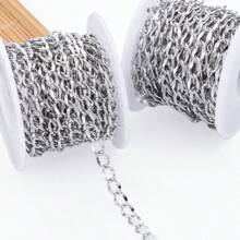 1m/39.37in High Quality 304 Stainless Steel Lip Chain For Jewelry Making, DIY Necklaces & Bracelets, Casual Minimalist Style - Lip Chain - View 7