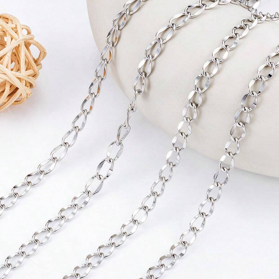1m/39.37in High Quality 304 Stainless Steel Lip Chain For Jewelry Making, DIY Necklaces & Bracelets, Casual Minimalist Style - Lip Chain - View 1
