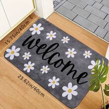 1pc Fresh Letter Print Memory Foam Doormat, Home Entrance, Bedroom, Bathroom Floor Mat - Grey - View 6
