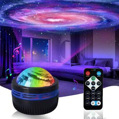 1个LED旋转极光投影灯，多种颜色图案，带遥控器，星空投影仪，卧室夜灯投影仪，波浪投影仪，星空投影仪，家庭影院，露营，婚礼装饰，浪漫夜灯，圣诞装饰，家居圣诞礼物，圣诞装饰品
