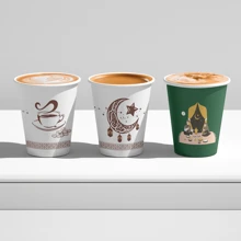 9oz Ramadan Kareem Disposable Coffee Cups, Perfect Paper Cups For Ramadan Family Gatherings, Bulk Pack Cold & Hot Drink Cups, Suitable For Eid Celebrations, Ramadan Distribution, Ramadan Gifts (Green, White) - Multicolor - View 3